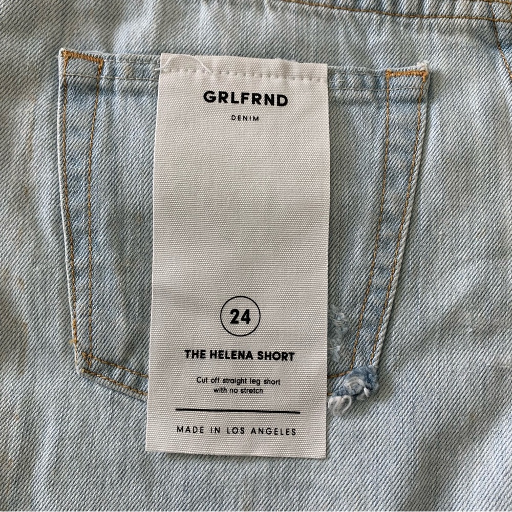 GRLFRND Helena Shorts in Distressed Light Blue SIZE 24 NWT - Picture 8 of 10